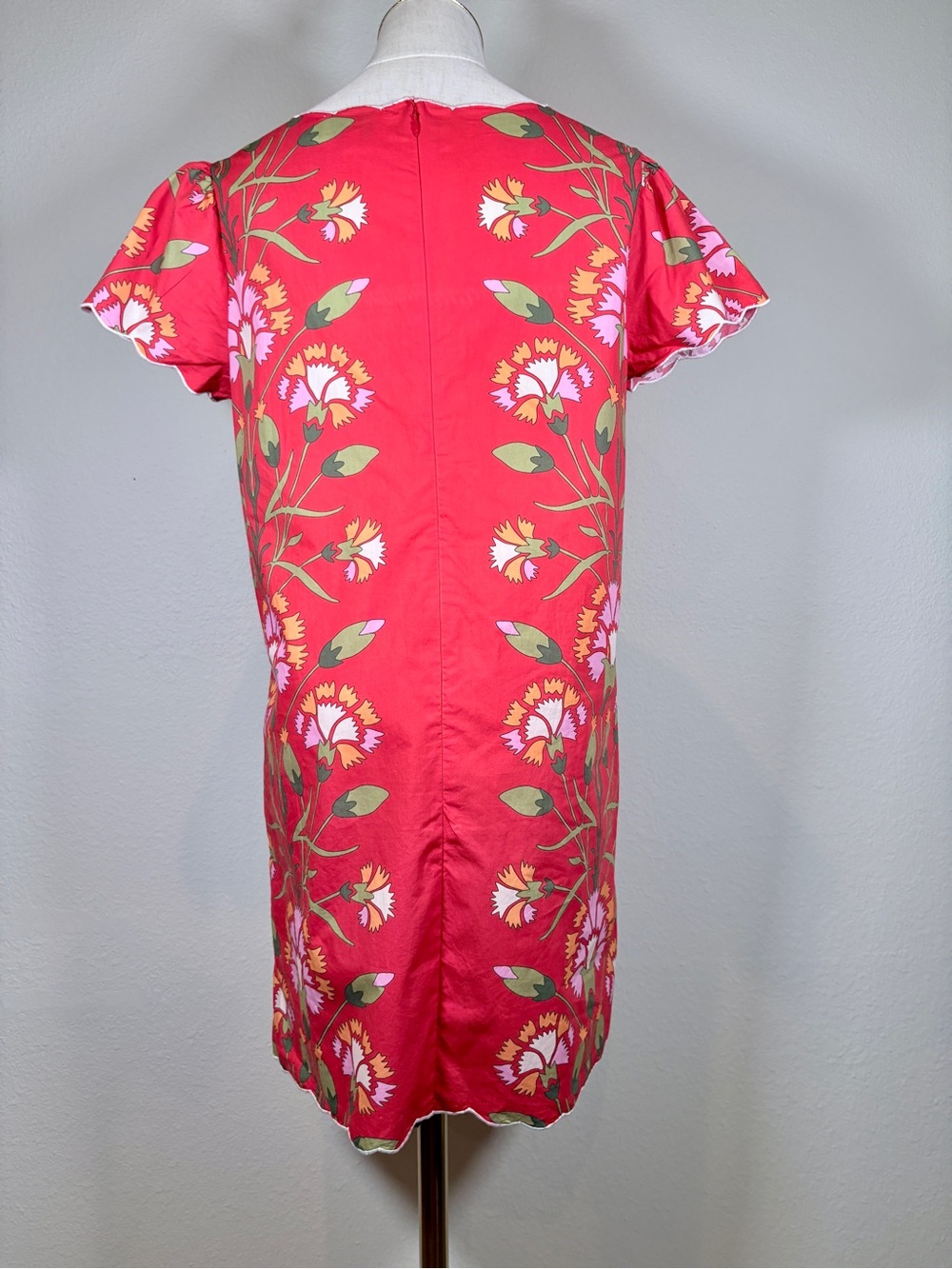 Elizabeth James Louisa Scalloped Shift Dress in Indian Flower-Poppy Size Small - Picture 4 of 12